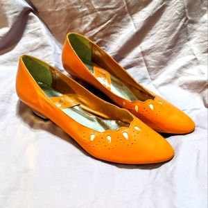 Vintage orange and silver low heel shoes
